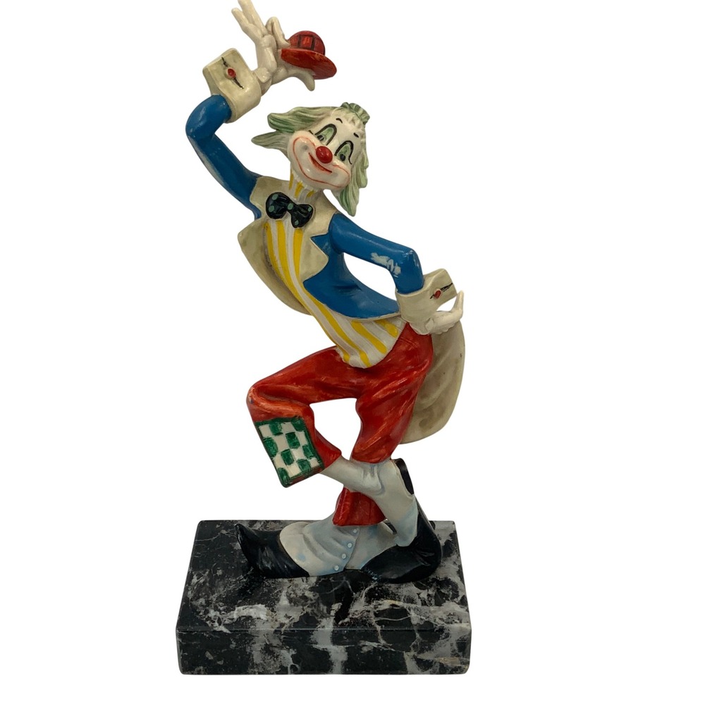 Vintage Depose Italy Dancing Clown 915 Carrara Marble Resin 9.5in
